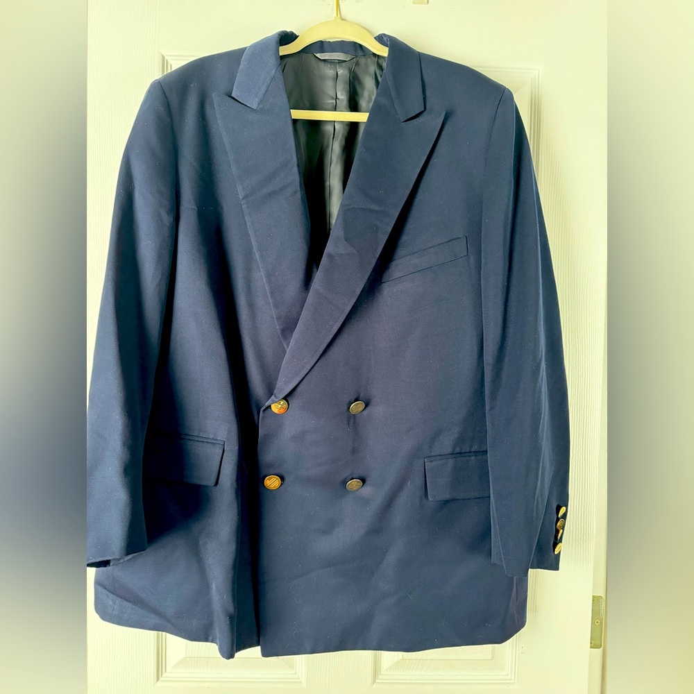 Men’s Vintage navy blue blazer with gold buttons bundled $18